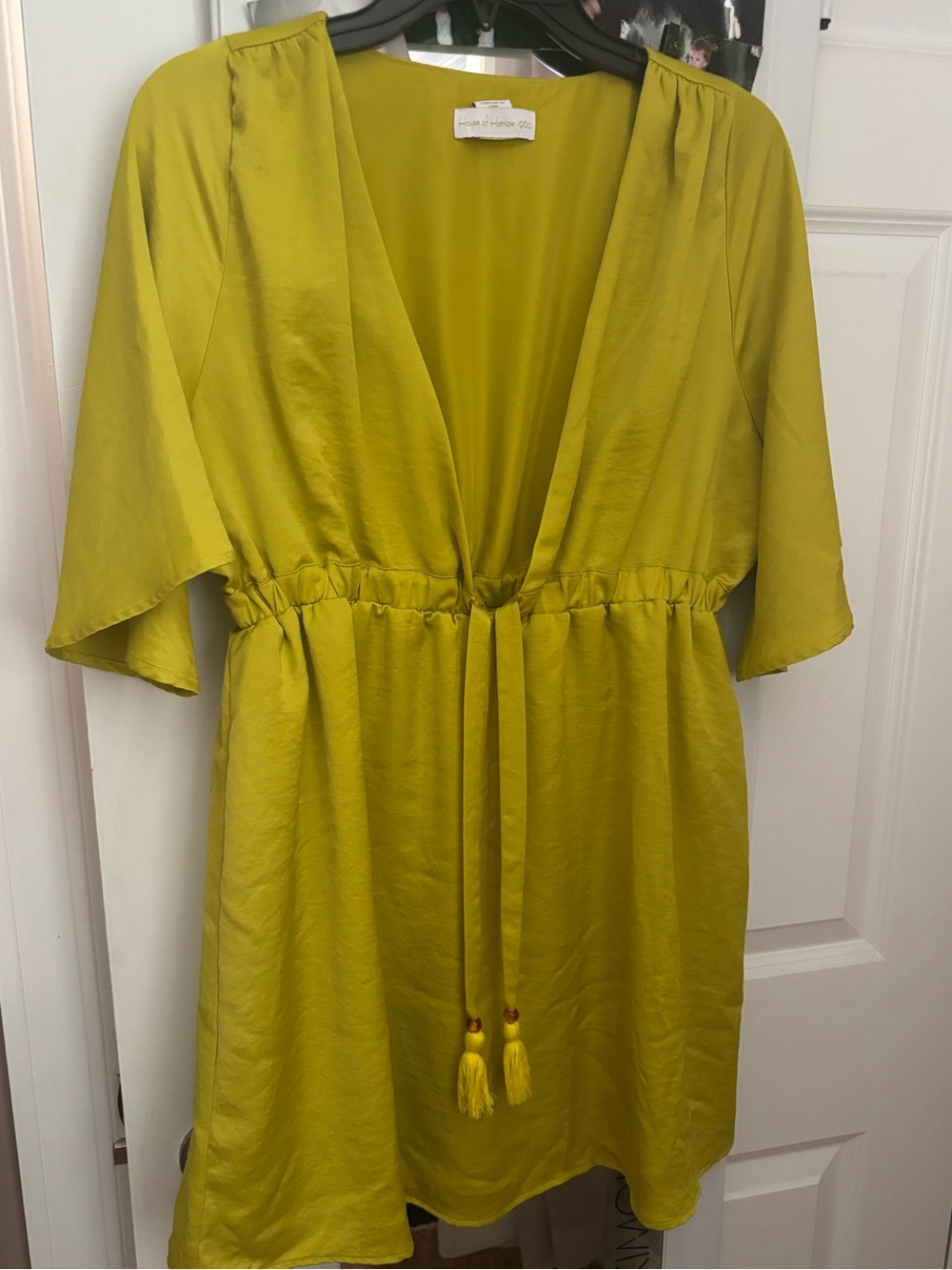 House of Harlow 1960 Bright Lime Yellow Slip Dress
